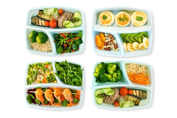 Zdrowa Żywność Pudełkach Zdrowe Menu Diety Jedzenie Pudełkach Lunch Dla — Zdjęcie stockowe