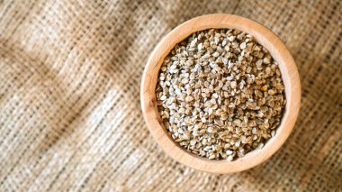 Çuval bezindeki tabaktaki domates tohumları, boşluğu kopyala