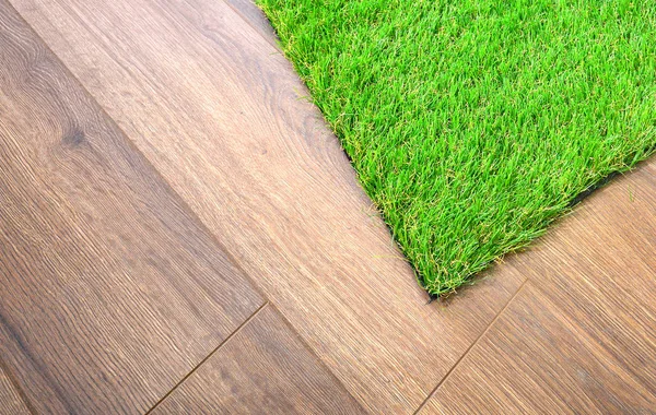 Artificial Grass Lie Laminate Floor — 스톡 사진