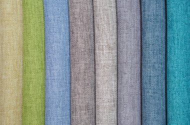 Perde ya da dikiş için kumaş renkleri.