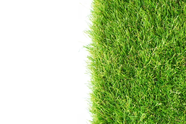 Green Artificial Grass White Background Copy Space — Stock Photo, Image