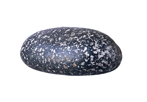 Oval Pebble Stone Isolated White — Stock Photo, Image