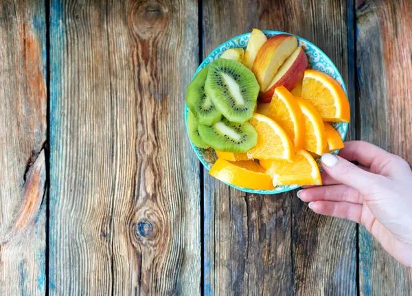 Detox Concept Bord Met Fruit Een Pittoreske Houten Tafel Gezond — Stockfoto