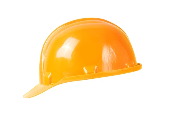 Casco Sicurezza Arancio Casco Sicurezza Isolato Bianco Vista Laterale — Foto Stock