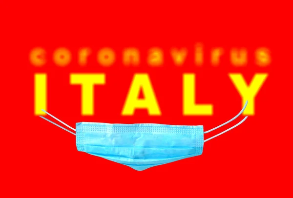 Coronavirus Italy Concept Text Medical Protective Mask Quarantine Idea — Stock Photo, Image