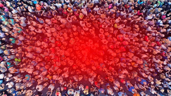 Coronavirus Spread Concept People Crowd Aerial Mass Gathering Many People — Stock Photo, Image