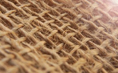 Çuval bezi arkaplan dokusu. Çuval bezi yapısının makro fotoğrafçılığı