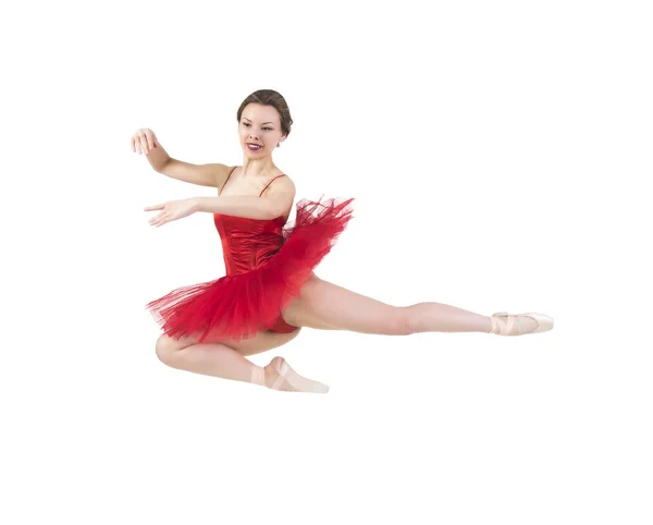 Mladá baletka v červené tutu. — Stock fotografie