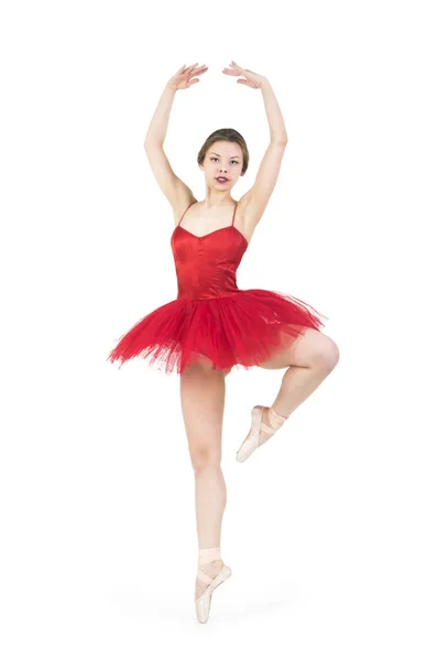 Junge Ballerina im roten Tutu. — Stockfoto