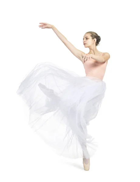 Mladá, usměvavá dívka tančí balet. — Stock fotografie