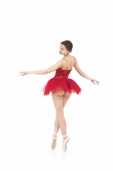 Ballerina in a red tutu. — Stock Photo, Image