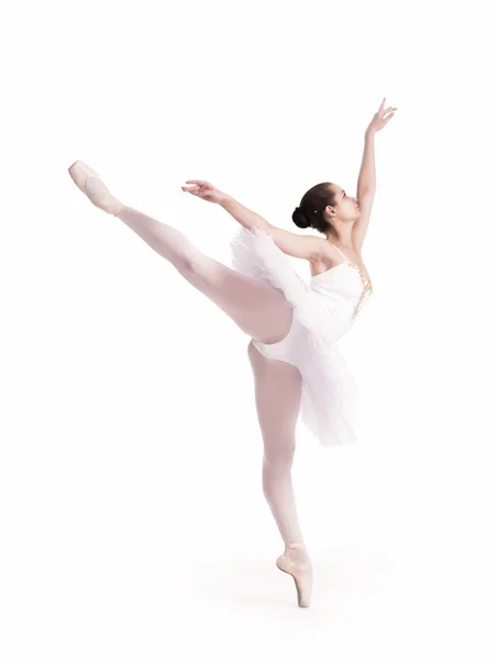 Ballerina in white tutu. — Stock Photo, Image