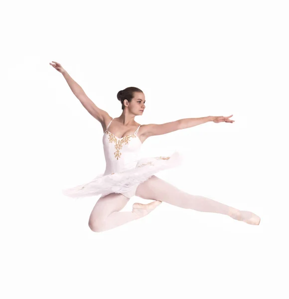 Ballerina in white tutu. — Stock Photo, Image