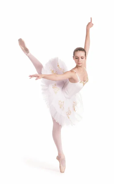 Ballerina im weißen Tutu. — Stockfoto