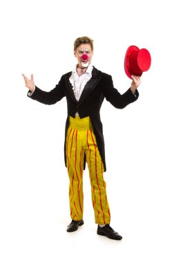 Komik bir tabir ile mutlu bir palyaço.
