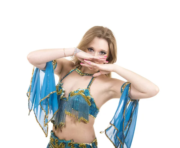 Atrakcyjna dziewczyna taniec belly dancer. — Zdjęcie stockowe