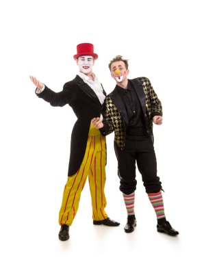 Komik bir tabir ile iki mutlu palyaço.