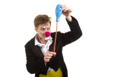 Komik bir tabir ile mutlu bir palyaço.