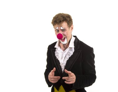 Komik bir tabir ile mutlu bir palyaço.