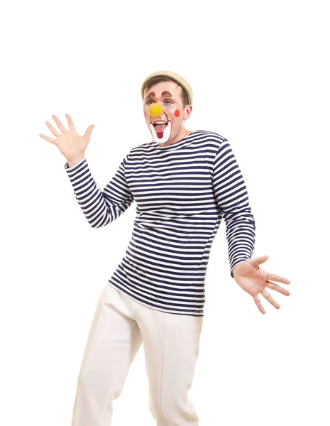 Een gelukkig clown met een grappige uitdrukking. — Stockfoto