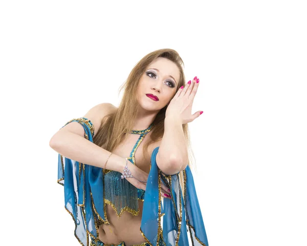 Atrakcyjna dziewczyna taniec belly dancer. — Zdjęcie stockowe