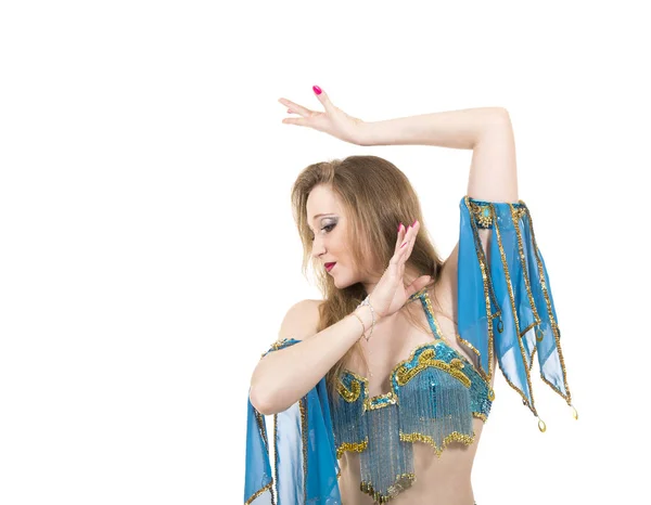 Atrakcyjna dziewczyna taniec belly dancer. — Zdjęcie stockowe