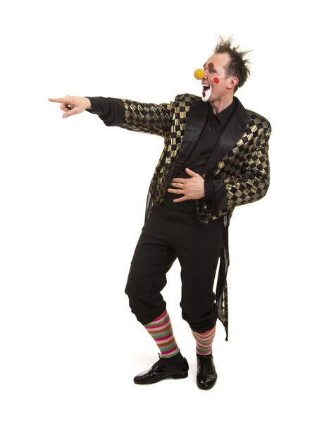 Een gelukkig clown met een grappige uitdrukking. — Stockfoto