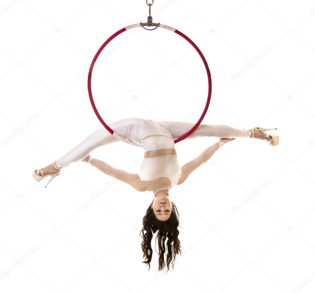 Aerial acrobat in the ring.