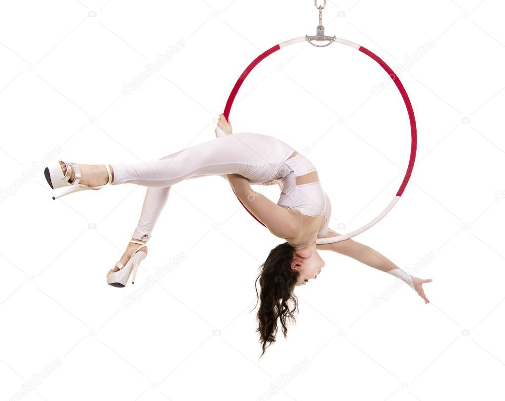Aerial acrobat in the ring.