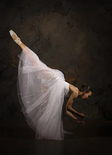 Ragazza snella in un corsetto bianco tutù danza balletto . — Foto Stock