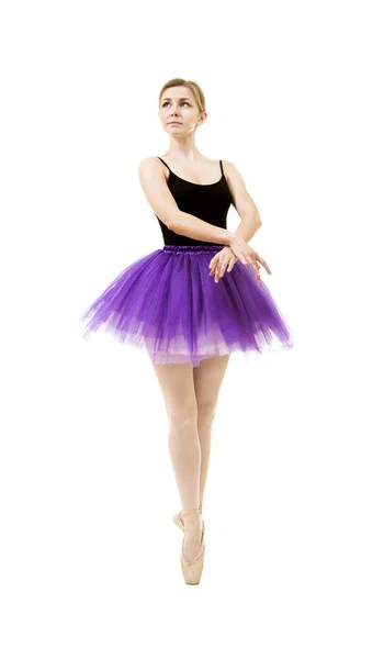 Mädchen in lila Tutu und schwarzem Trikot tanzen Ballett. — Stockfoto
