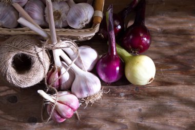 taze sebze soğan sarımsak kümesi