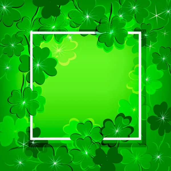 Green Background Clover Patrick Day Postcard — Stock Photo, Image