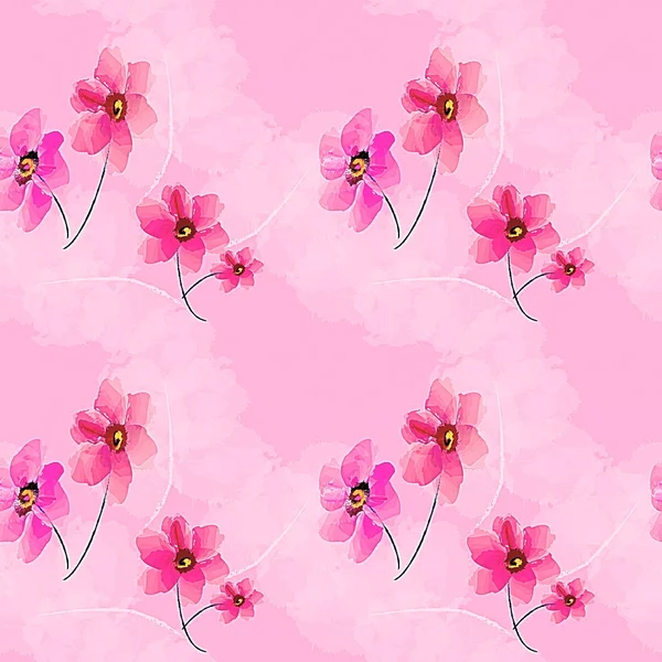 Varrat Nélküli Dekoratív Minta Illusztráció Növények Virágok Háttér Textúra Tapéta — Stock Fotó