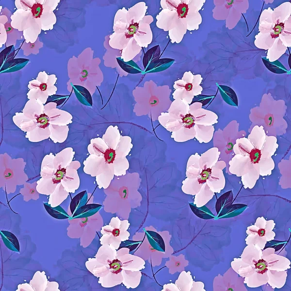 シームレスな装飾的なパターンの図の植物花背景テクスチャ壁紙ファブリック — ストック写真