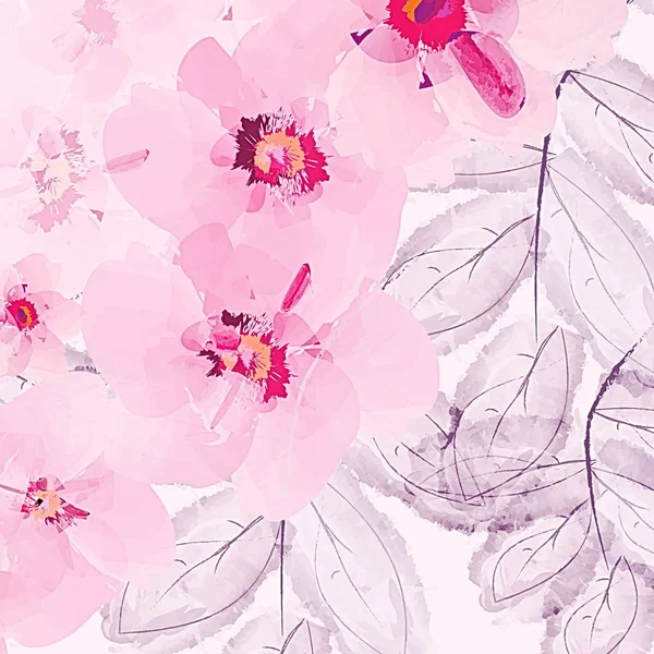 Διακοσμητικό Μοτίβο Λουλούδια Φυτά Εικονογράφηση Υπόβαθρο Ταπετσαρία Ύφασμα Υφή — Φωτογραφία Αρχείου
