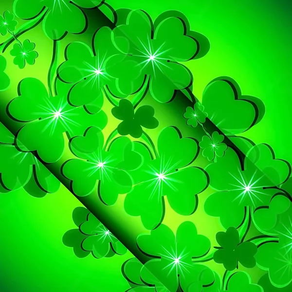 Green Background Clover Patrick Day Postcard — Stock Photo, Image