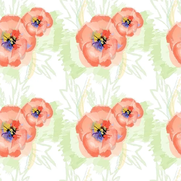 Απρόσκοπτη Διακοσμητικό Μοτίβο Λουλούδια Φυτά Εικονογράφηση Υπόβαθρο Ταπετσαρία Ύφασμα Υφή — Φωτογραφία Αρχείου