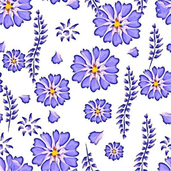 Varrat Nélküli Dekoratív Minta Illusztráció Növények Virágok Háttér Textúra Tapéta — Stock Fotó