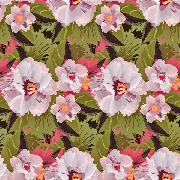 Dekorativní Vzor Bezešvé Ilustrace Rostliny Květiny Pozadí Textury Tapety Tkanina — Stock fotografie