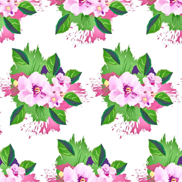 Naadloze Decoratief Patroon Illustratie Planten Bloemen Achtergrond Textuur Wallpaper Stof — Stockfoto