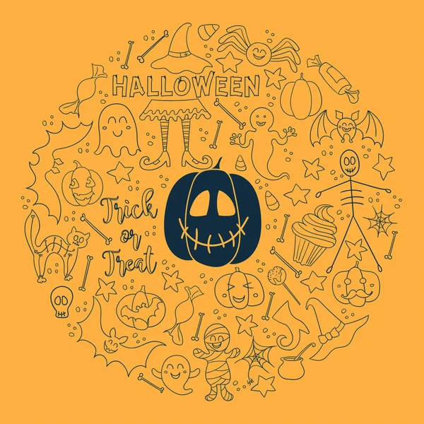 Cadılar Bayramı vektör tasarımı. Büyük kartı, poster, tekstil vektör tasarım öğelerinin ayarla, baskı kağıt.