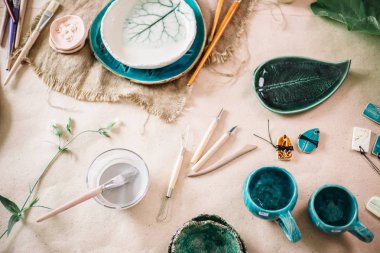 Fransız işyerinde. Resim için boşluklar. yaratıcı atölye