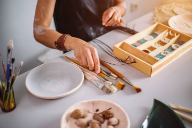 Atölye ustası seramikler, kil pot dekorasyon