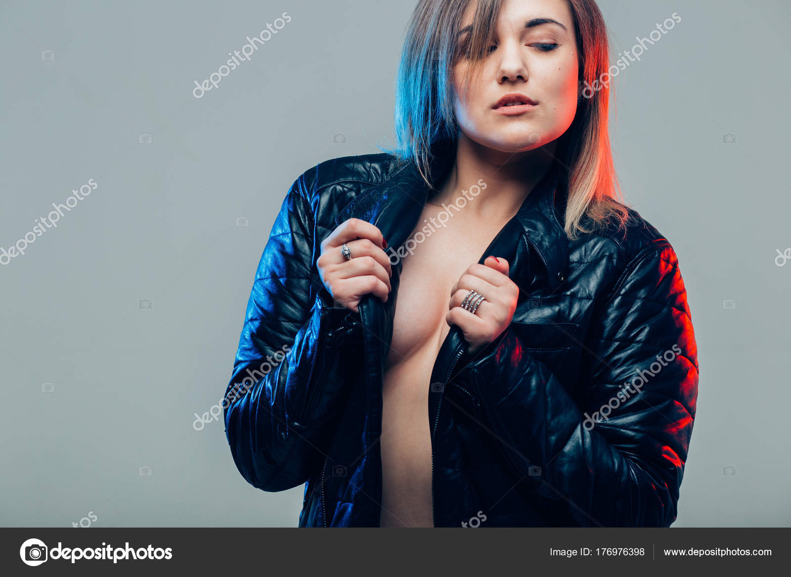 sexy black leather jacket