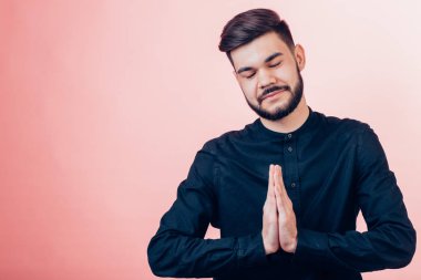 Yoga adam poz namaste hareketi ile