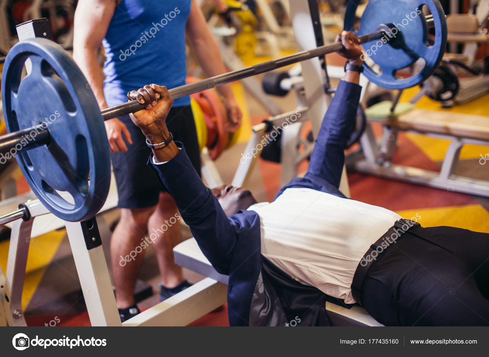 In Gym Exercising Chest On Bench Press Stock Photo C Ufabizphoto