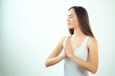pratik yoga, oturma Padmasana, egzersiz, Lotus poz, namaste kadın