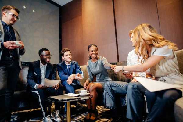 Business people shaking hands on meeting, great deal — Stock Photo, Image