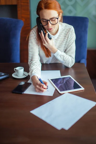 businesswoman working in office